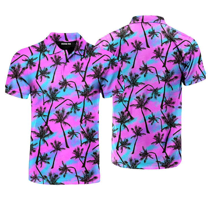 Pink Palm Tree Love Beach Polo Shirt For Men