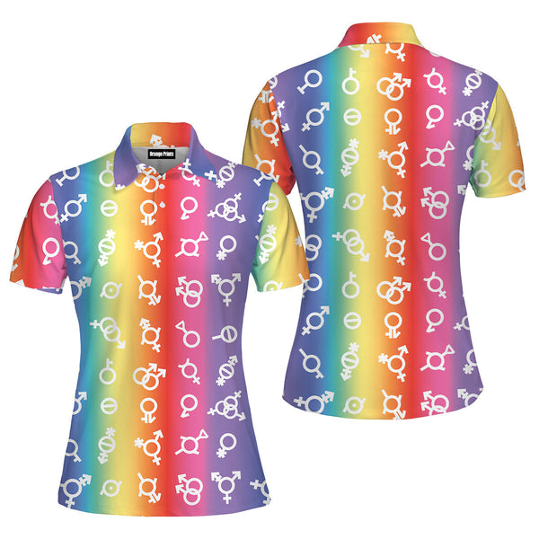 Pride Flag LGBT Gender Polo Shirt For Women