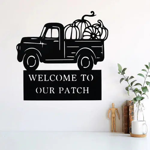 Farm Pumpkin Patch Truck Custom Cut Metal Sign | MN1031-Gerbera Prints.
