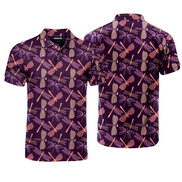 Purple Dragonfly Insects Polo Shirt For Men