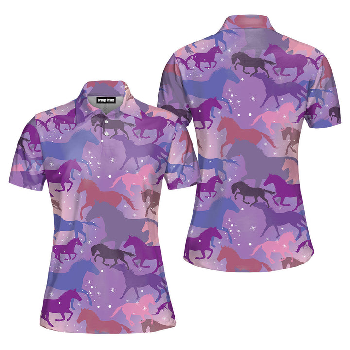 Purple Horses Polo Shirt For Women