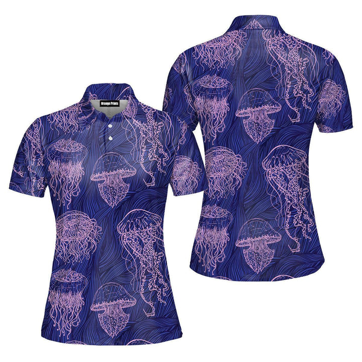 Purple Jellyfish Polo Shirt For Women