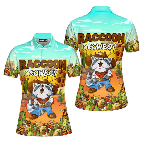 Racoon Cowboy - Gift For Women, Cowgirl, Western Lovers - Funny Raccoon In Desert Polo Shirt