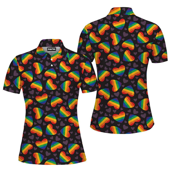 Rainbow Heart LGBT Polo Shirt For Women