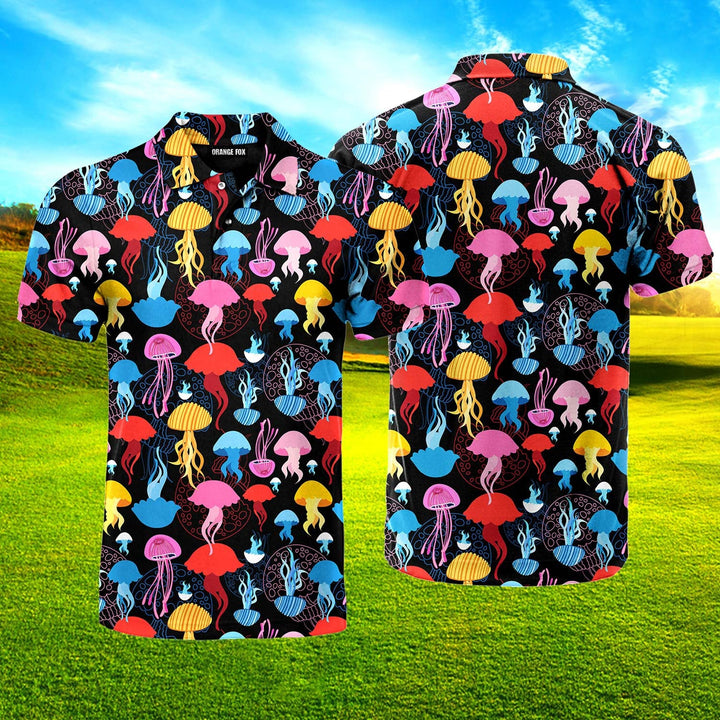 Rainbow Jellyfish Polo Shirt For Men