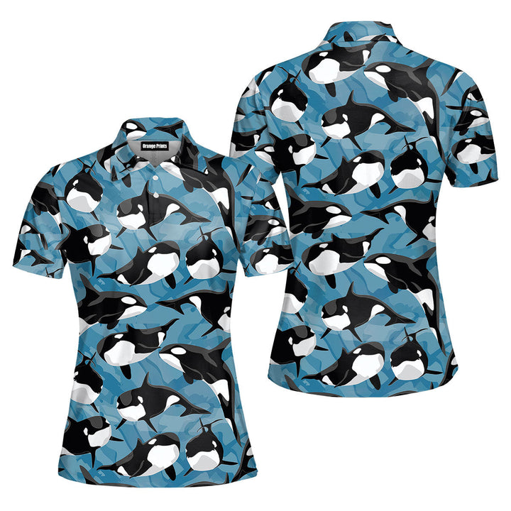 Realistic Killer Whale Orcinus Polo Shirt For Women