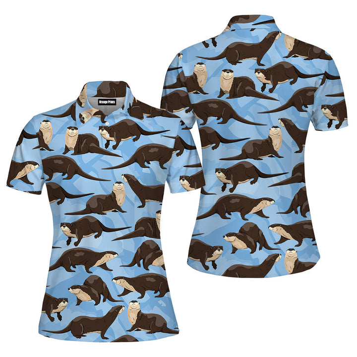 Realistic Otter Lovely Animals Pattern Polo Shirt For Women