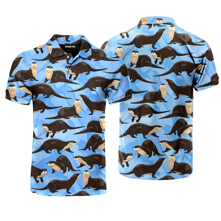 Realistic Otter Lovely Animals PatternPolo Shirt For Men