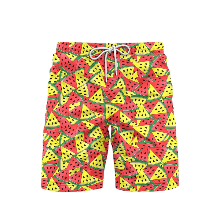 Red And Yellow Watermelon Slices Pattern Beach Shorts For Men