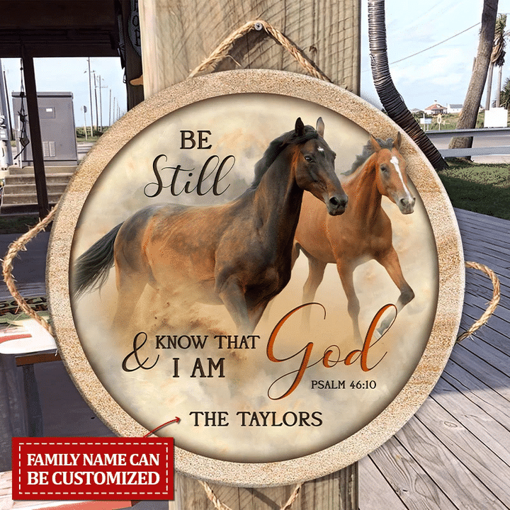 Rise And Run God Horses Custom Round Wood Sign | Home Decoration | WN1592-Colorful-Gerbera Prints.