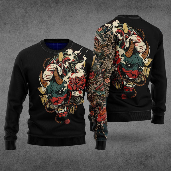 Samurai Tattoo Ugly Christmas Sweater For Men & Women