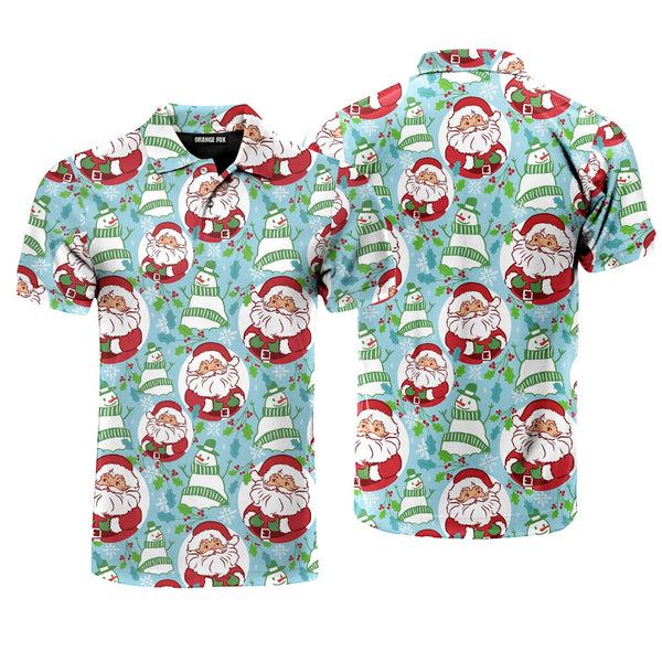 Santa Claus With Snowflake Polo Shirt For Men