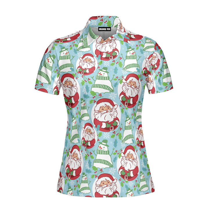 Santa Claus With Snowflake Polo Shirt For Women