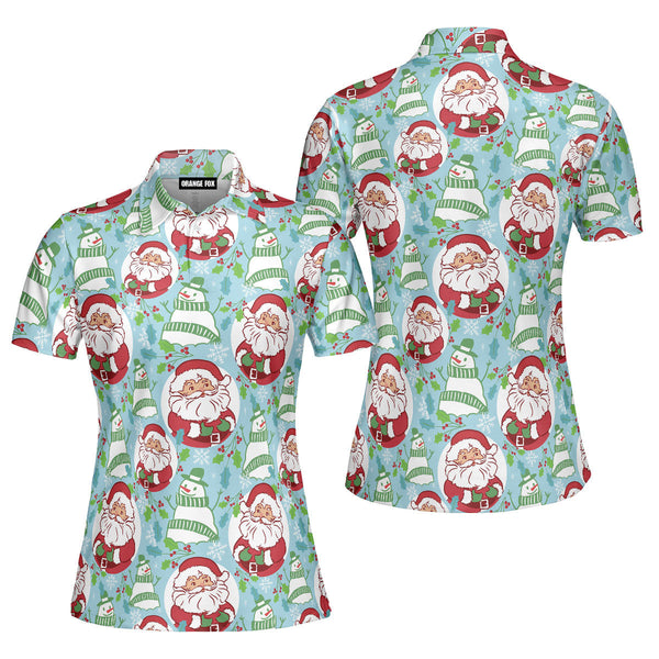 Santa Claus With Snowflake Polo Shirt For Women