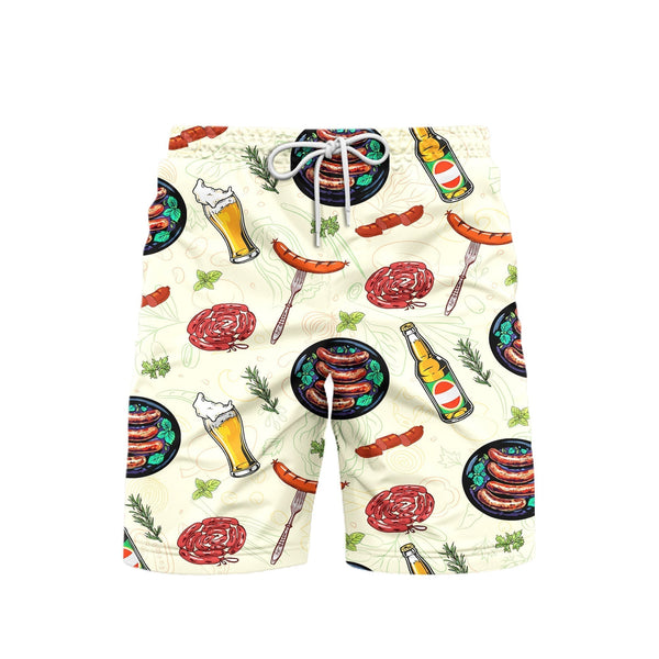 Sausages And Beer Big Set Of Barbeque Party Food Beach Shorts For Men