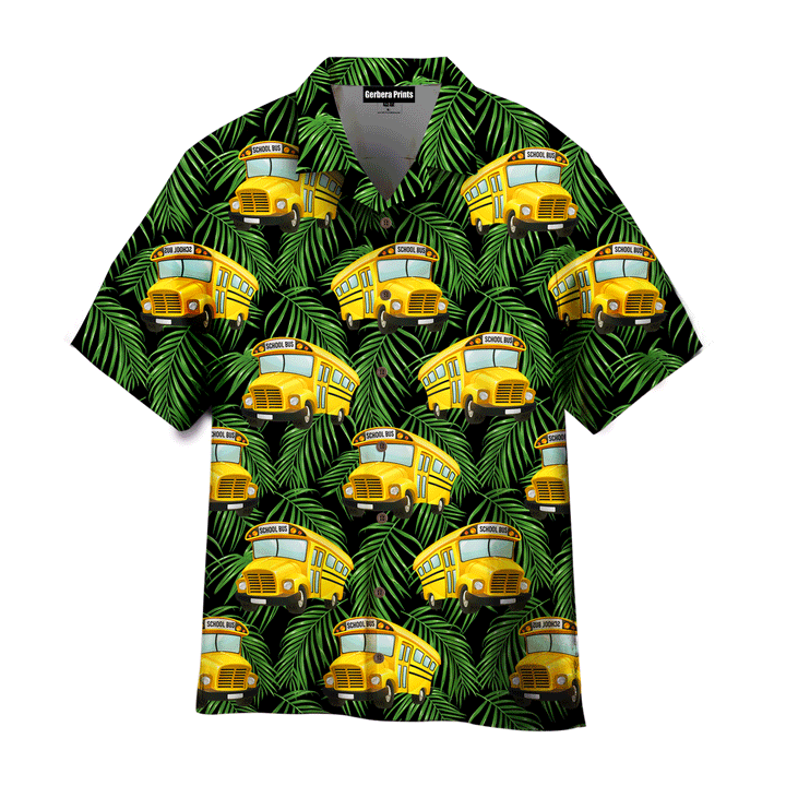 School Bus Driver Green Leaf Aloha Hawaiian Shirts For Men And For Women