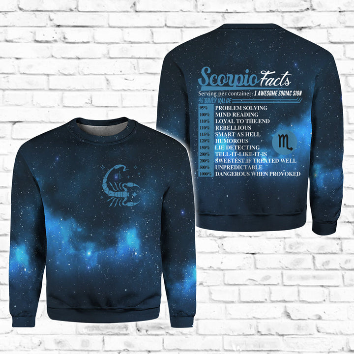 Scorpio Horoscope 3D All Over Print | Unisex | Adult | HP67278-Crewneck Sweatshirt-Gerbera Prints.