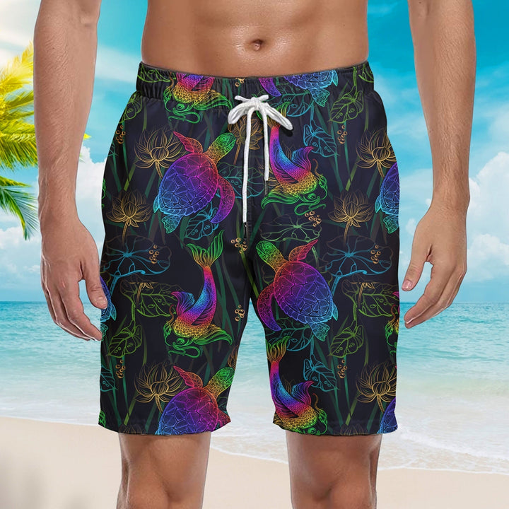 Sea Turtle Neon Beach Shorts For Men