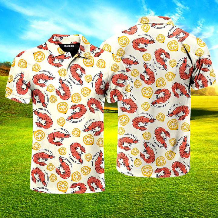 Shrimps And Lemons Pattern Polo Shirt For Men