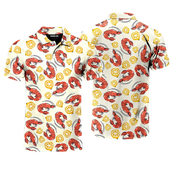 Shrimps And Lemons Pattern Polo Shirt For Men