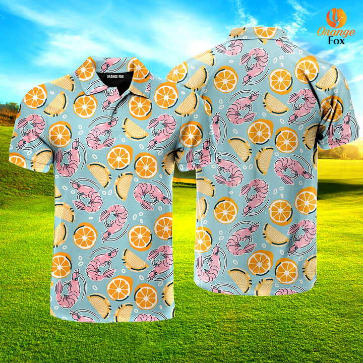 Shrimps Lover Pattern Polo Shirt For Men