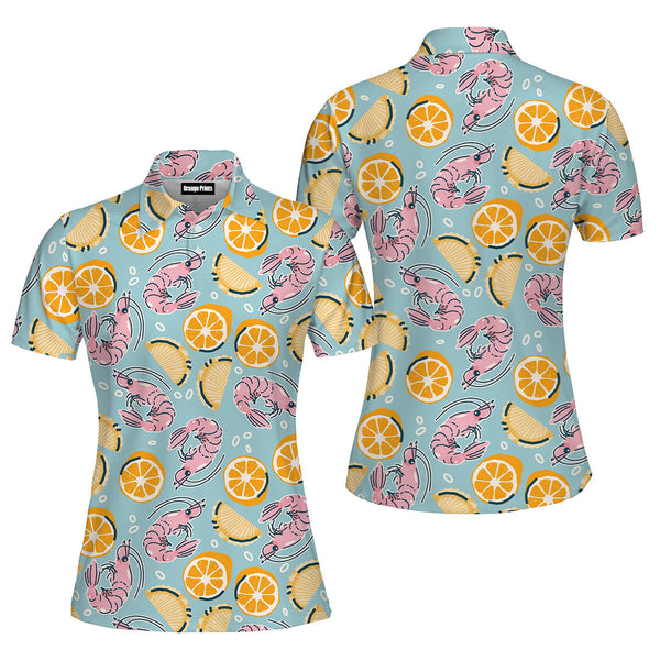 Shrimps Lover Pattern Polo Shirt For Women