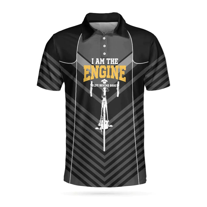 Skeleton Cyclist I Am The Engine Cycling Polo Shirt For Men