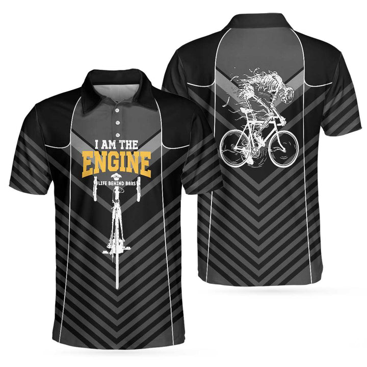 Skeleton Cyclist I Am The Engine Cycling Polo Shirt For Men