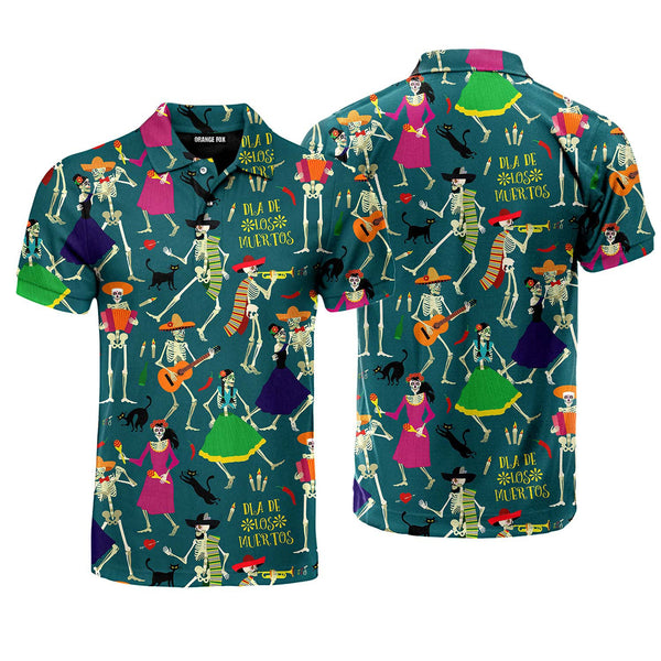 Skeletons Day Of The Dead Mexico Polo Shirt For Men