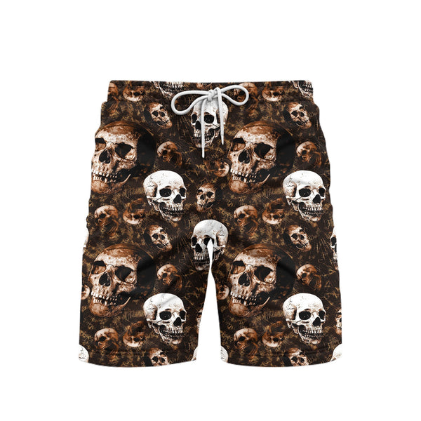 Skull Halloween Pattern Aloha Beach Shorts For Men