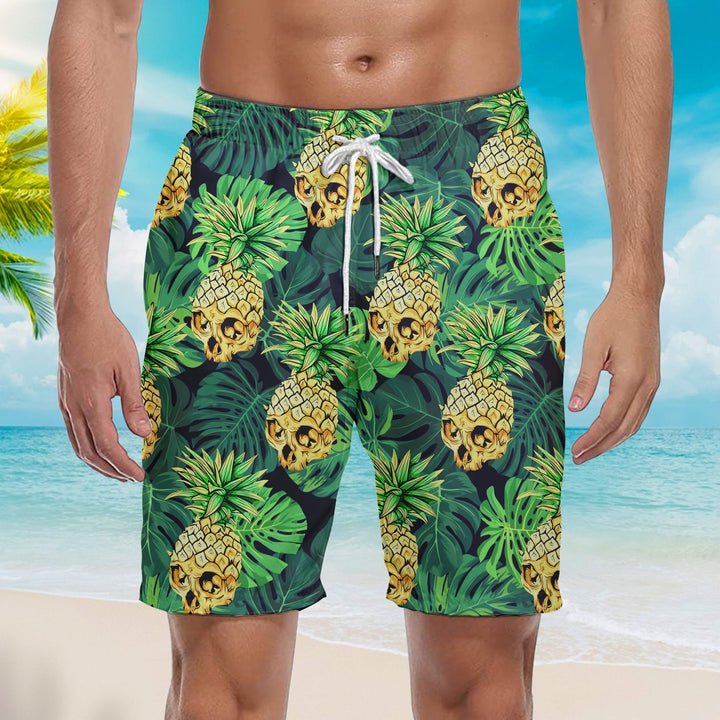 Skull Pineapple Beach Shorts For Men