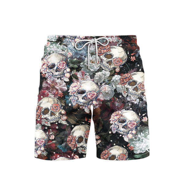 Skull Roses Beach Shorts For Men