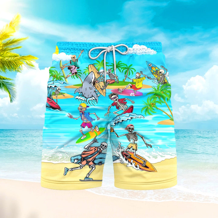 Skull Surfing In Summer Beach Shorts For Men