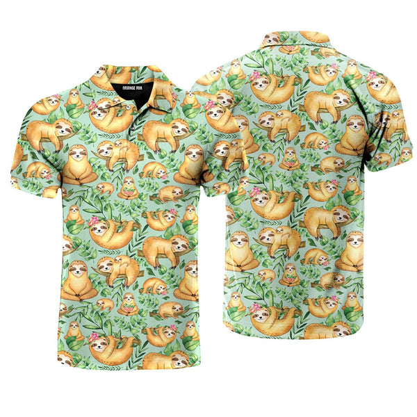 Sloth Flower Polo Shirt For Men