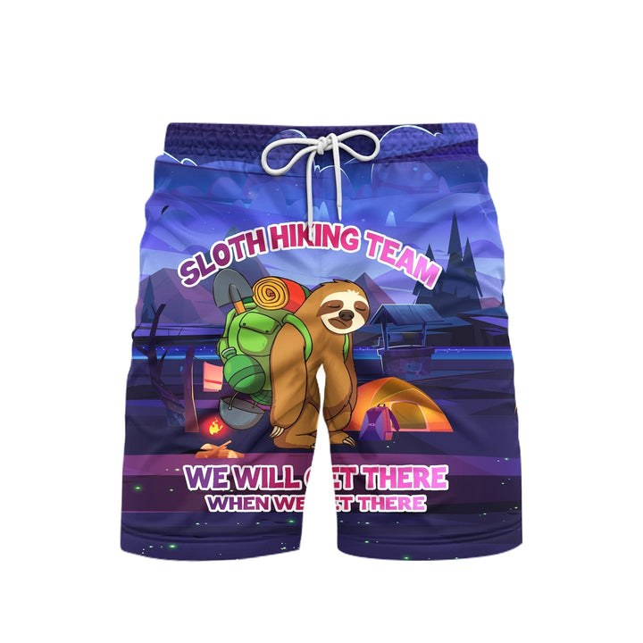 Sloth Hiking Team Night Landscape Beach Shorts For Men