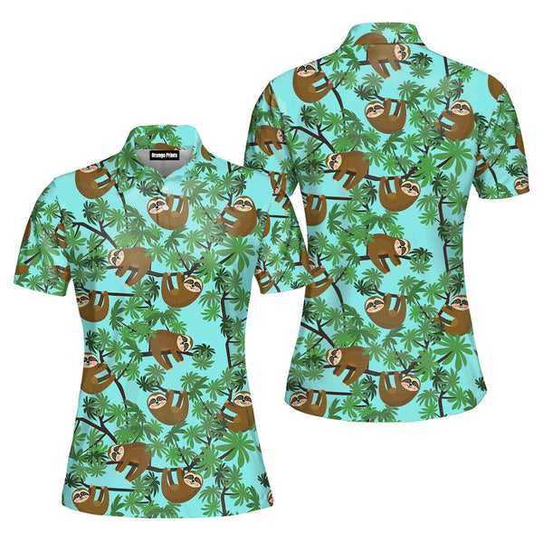 Sloths Jungle Polo Shirt For Women