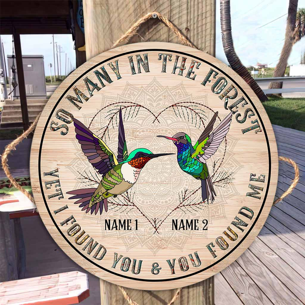 So Many In The Forest Hummingbird Custom Round Wood Sign | Home Decoration | Waterproof | WN1121-Colorful-Gerbera Prints.