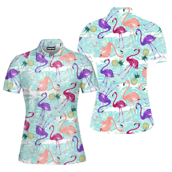 Stand Tall And Be A Fabulous Flamingo Funny Polo Shirt For Women