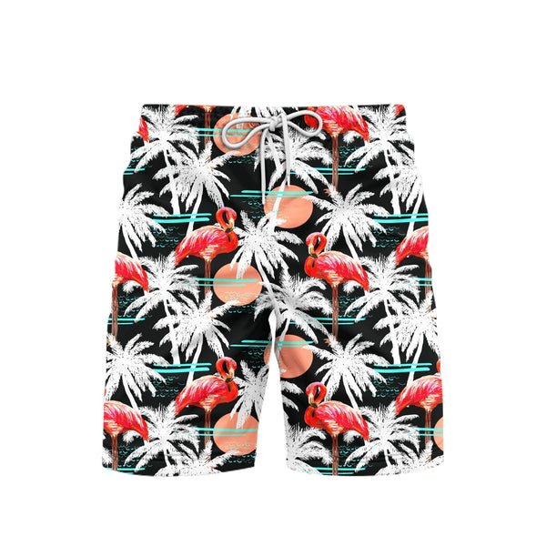 Stork Coconut Tree Palm Trees Flamingo Beach Shorts For Men