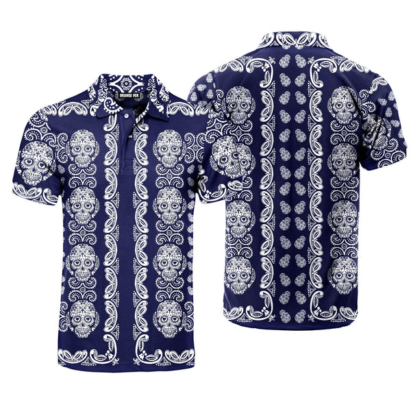 Sugar Skull Pattern Polo Shirt For Men