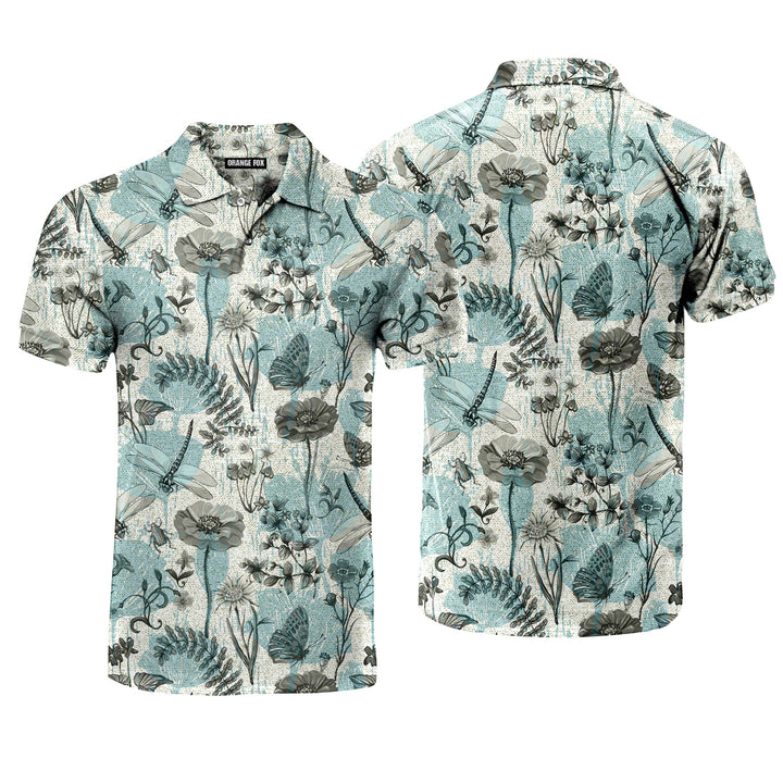 Summer Dragonflies Flowers Vintage Style Polo Shirt For Men