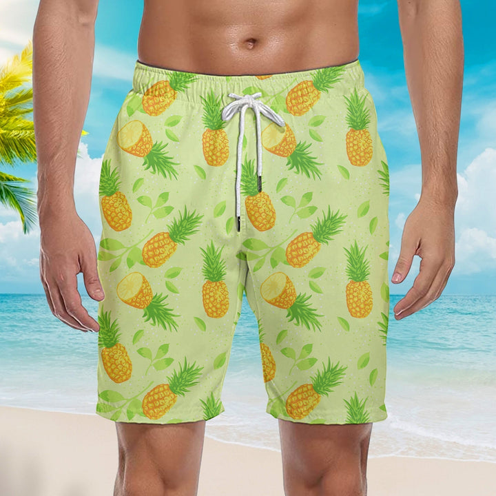 Summer Pineapples Pattern Beach Shorts For Men