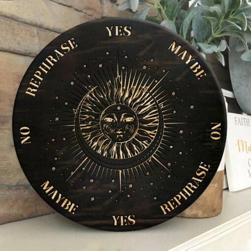 Sun Moon Pendulum Board Ouija Sample Round Wood Sign | Home Decoration | Waterproof | WS1032-Colorful-Gerbera Prints.