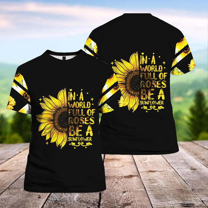 Sunflower In The World Hippie All Over Print | Unisex | HP1746-Tee 3D-Gerbera Prints.