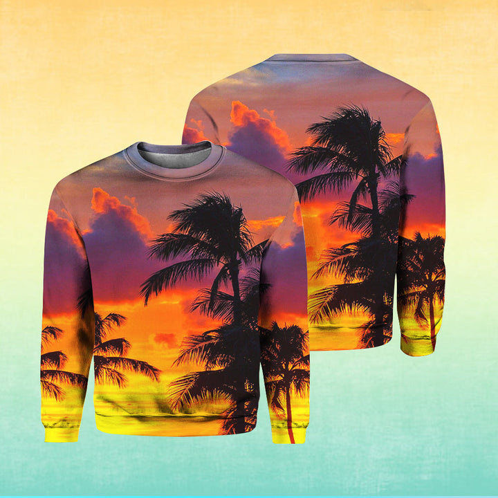 Sunset View Hawaiian All Over Print | Unisex | HP1908-Crewneck Sweatshirt-Gerbera Prints.