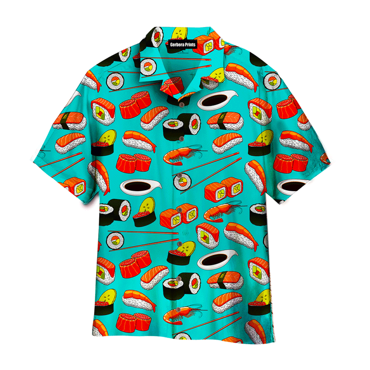 Sushi Rolls Japanese Seafood Blue Aloha Hawaiian Shirts For Men And For Women WT6489