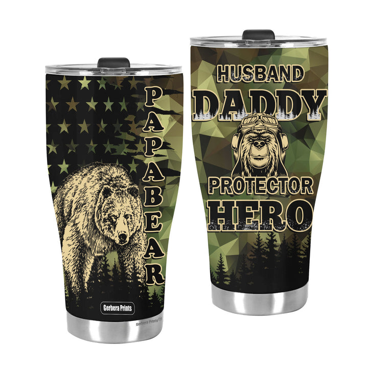 Father's Day Papa Bear Daddy Husband Protector Hero Stainless Steel Tumbler Cup Travel Mug TC7402