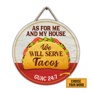 Taco Party Decorations Custom Round Wood Sign | Home Decoration | Waterproof | WN1094-Colorful-Gerbera Prints.