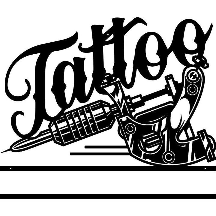 Tattoo Shop Wall Art Monogram Custom Cut Metal Sign | MN1502-Gerbera Prints.