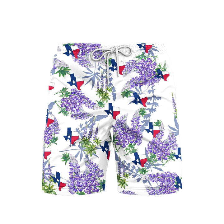 Texas Flag Bluebonnets Beach Shorts For Men